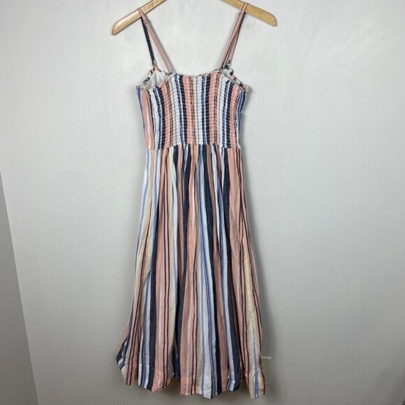 Free People Lilah Midi Dress Size XS Striped Rayon Bohemian Button Convertible - Picture 13 of 13